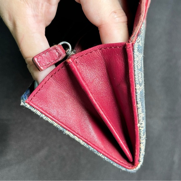 ❤️Christian Dior Red Navy Trotter Canvas Long Wallet, Italy❤️ - Picture 9 of 14
